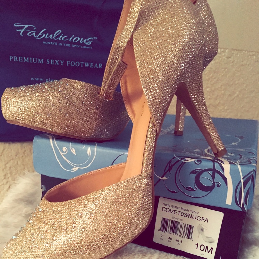Gorgeous Gold w/ Sparkles Sling-back High Heels
